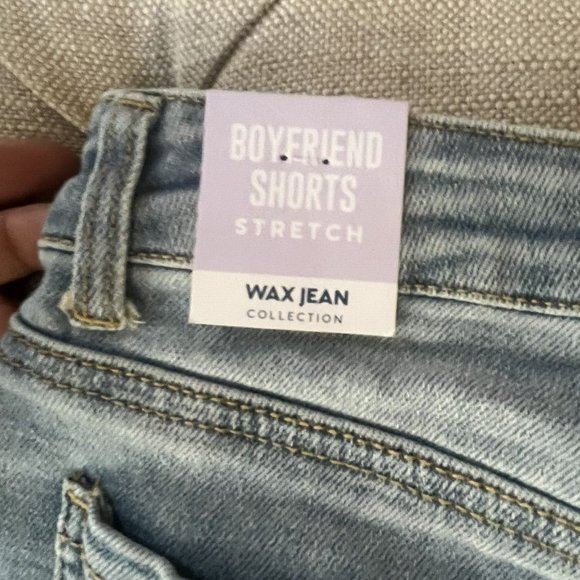 Wax Jeans Shorts Womens Médium Blue Denim Distressed Boyfriend Fit Casual Ladies - Picture 6 of 12